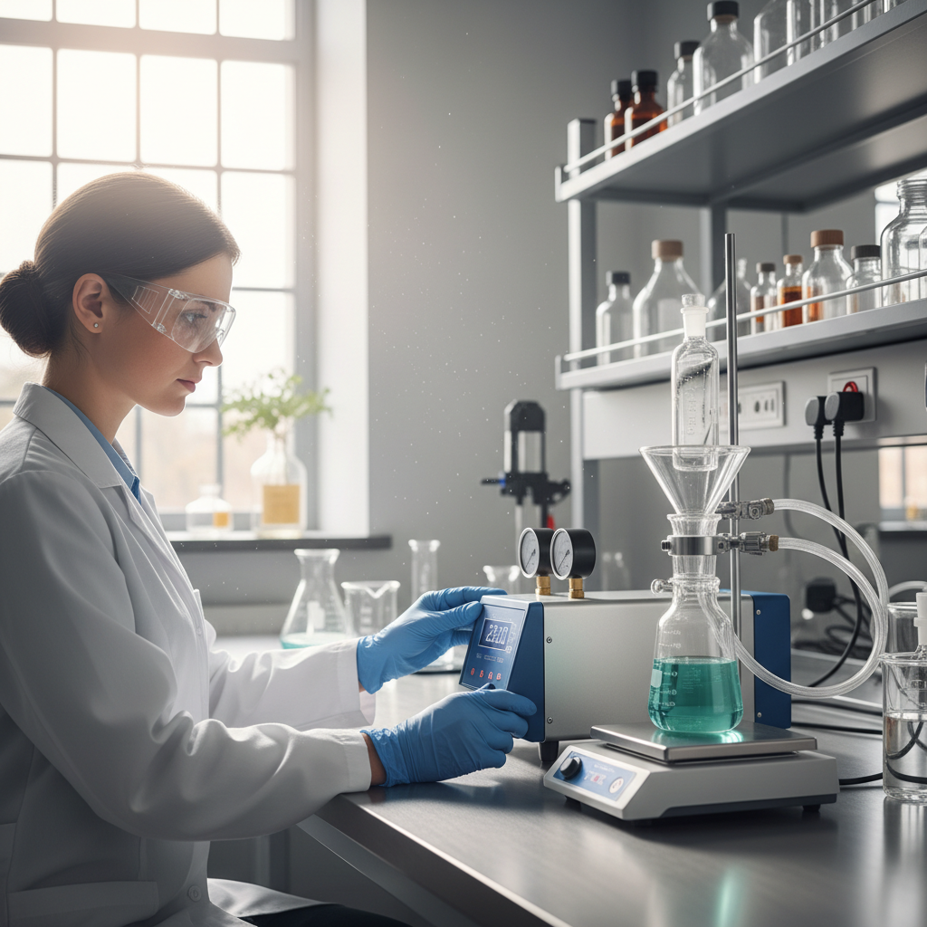 Scientist Using Lab Vacuum Equipment A scientist inspecting high-quality laboratory vacuum pumps Johannesburg in a modern South African facility.