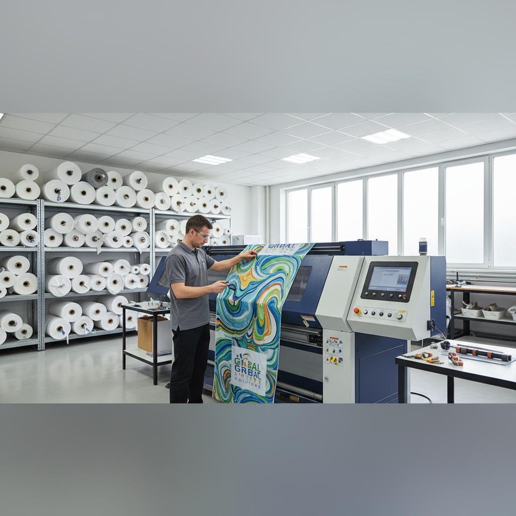 Close up of professional printing equipment used to lower teardrop banner prices in a South African factory.