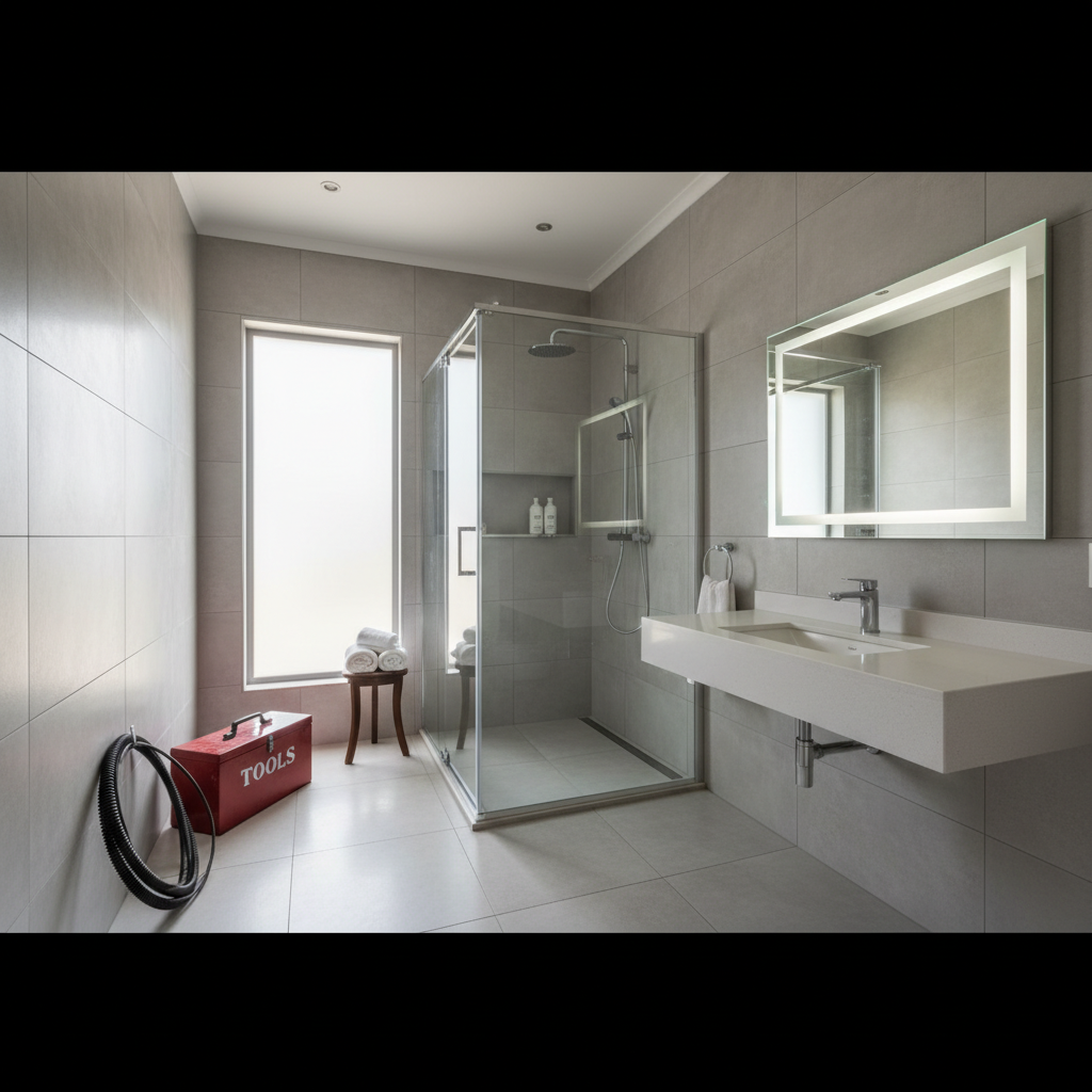 Johannesburg Home Plumbing Installation Modern bathroom installation by expert residential plumbers Johannesburg for a home renovation project.