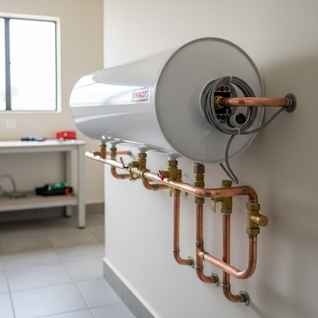 A newly installed Kwikot water heater showing high-quality geyser installation Johannesburg standards.