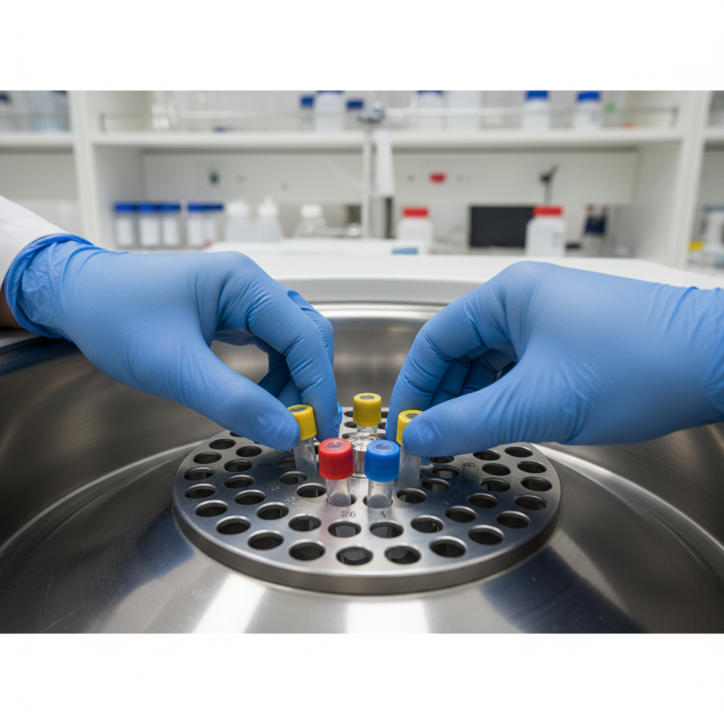 Laboratory Centrifuge Operation South Africa A laboratory technician carefully loading samples into a laboratory centrifuge for sale Durban at a local facility.